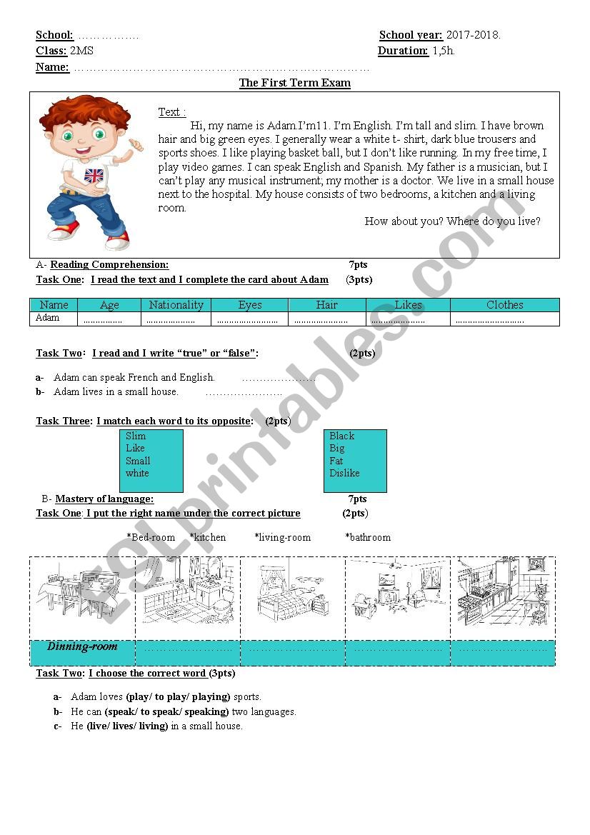 First term examination for 2MS