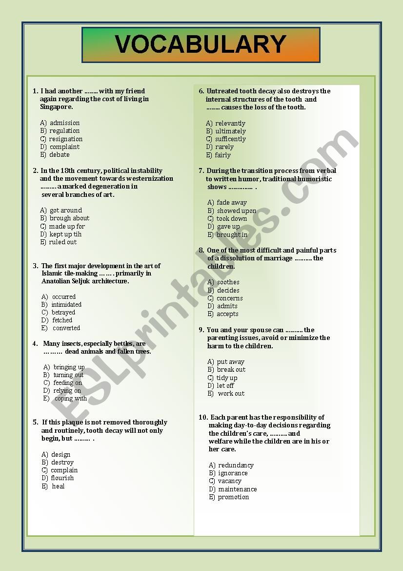 VOCABULARY :) :) :)  worksheet