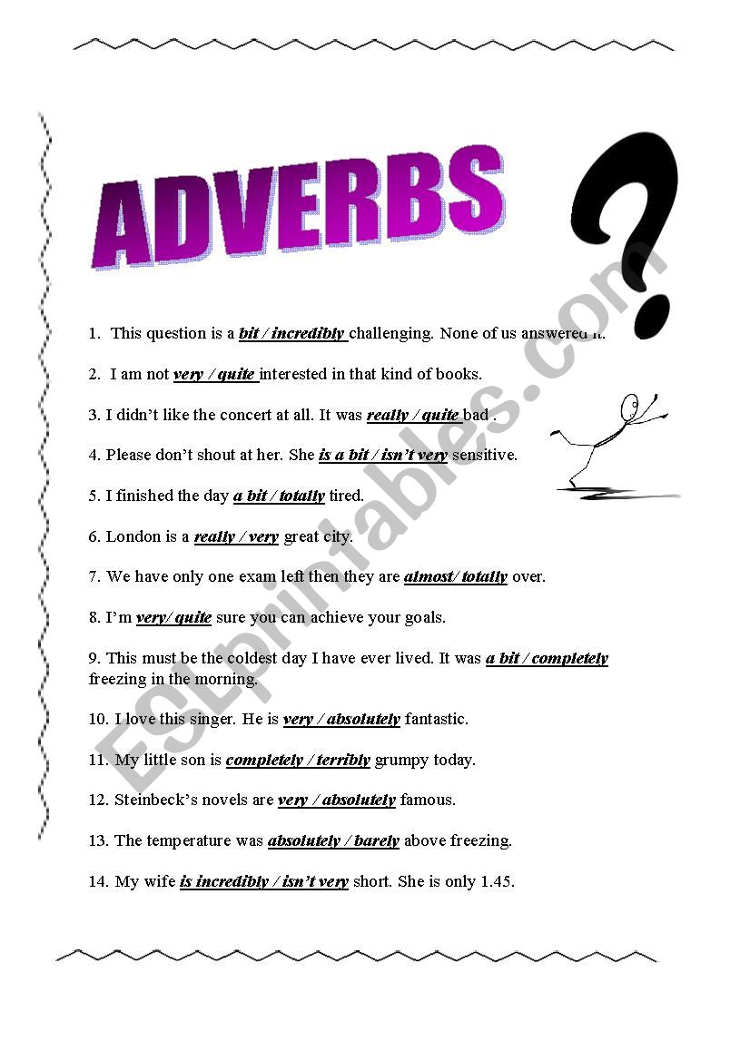 Adverbs worksheet