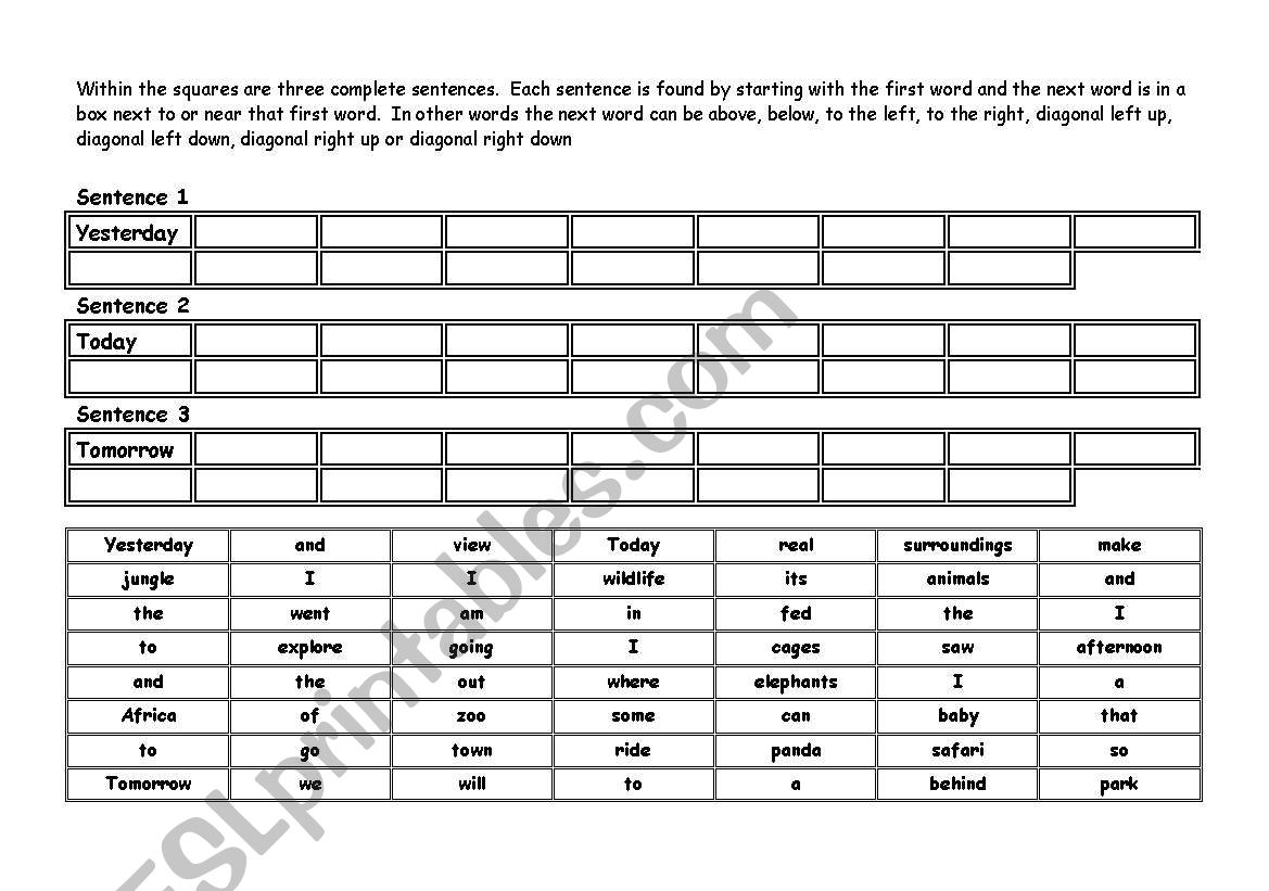 Sentence Maze worksheet