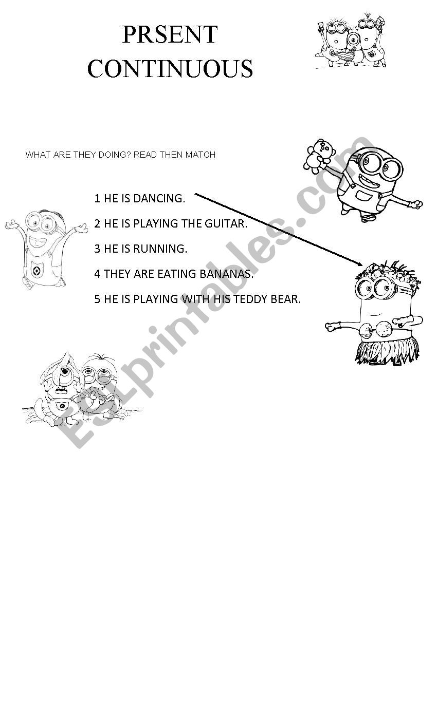Present Continuous - Minions worksheet