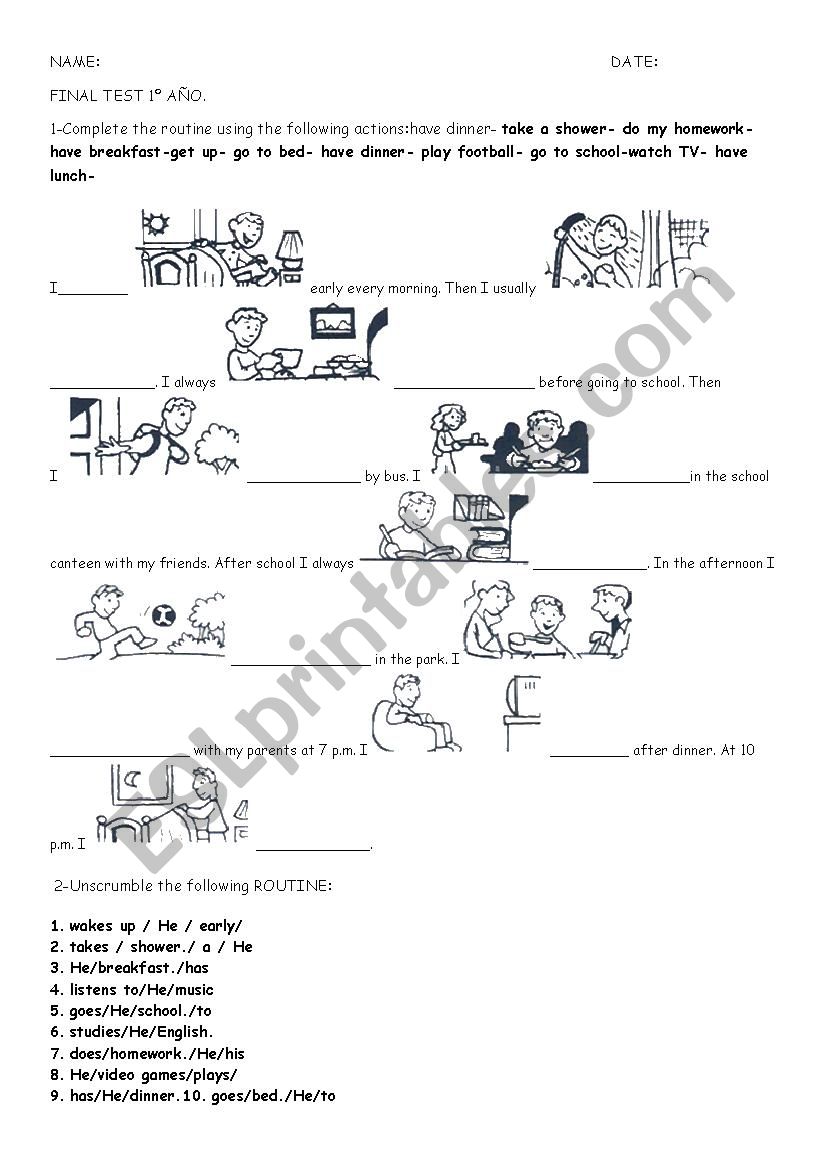 TEST  worksheet