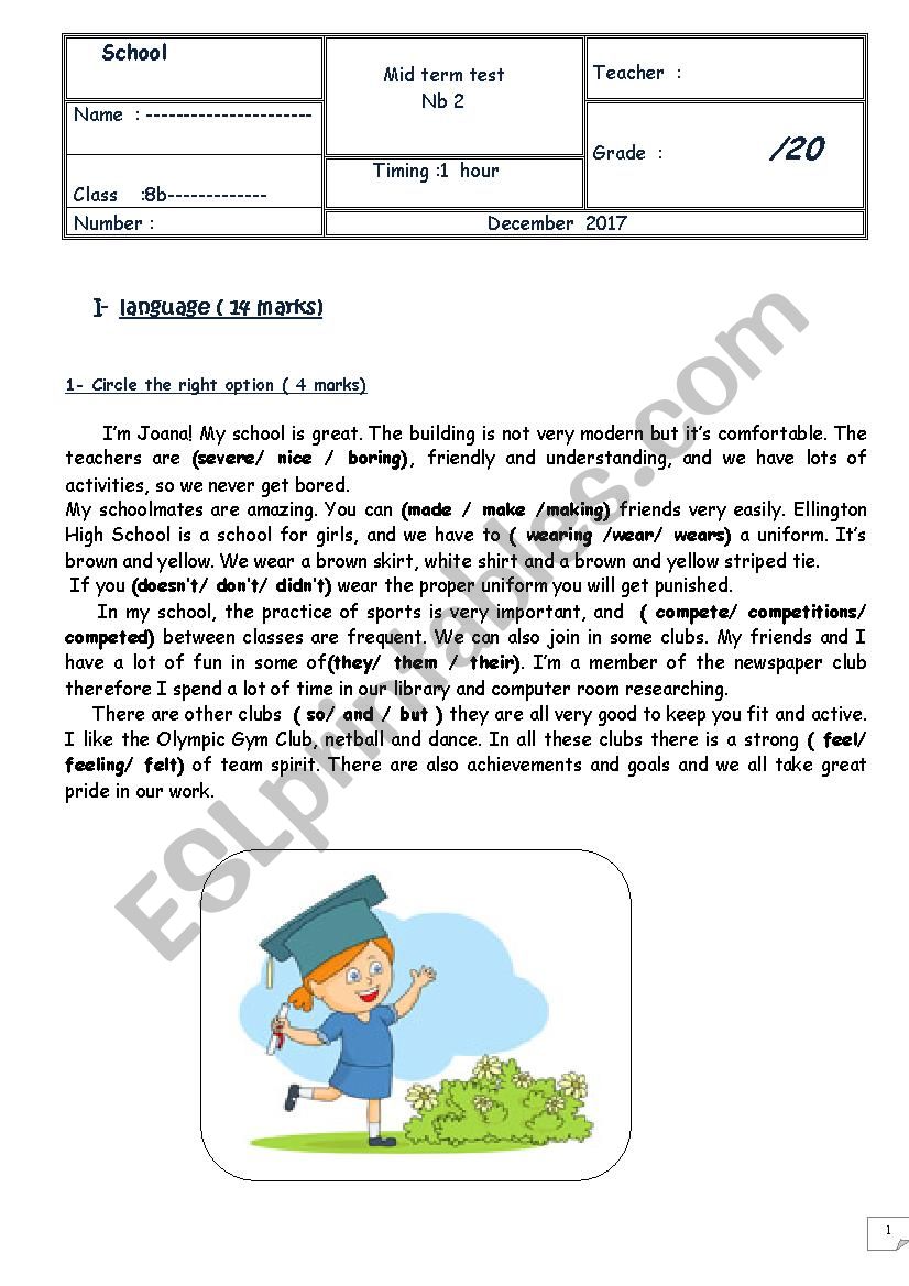 8thmid semester test nb2 worksheet