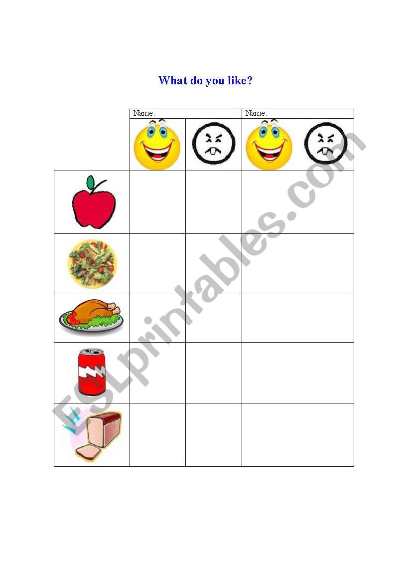 Food Preferences worksheet