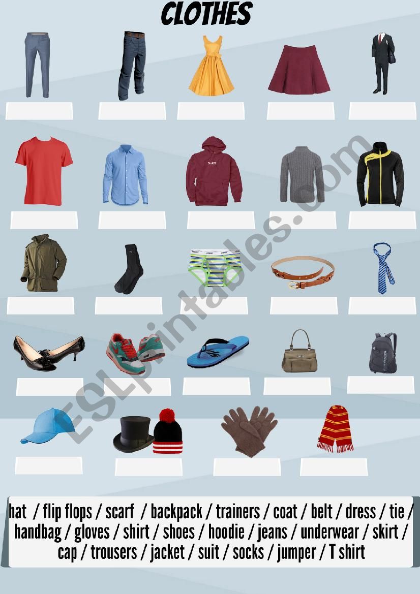 Clothes - ESL worksheet by stev