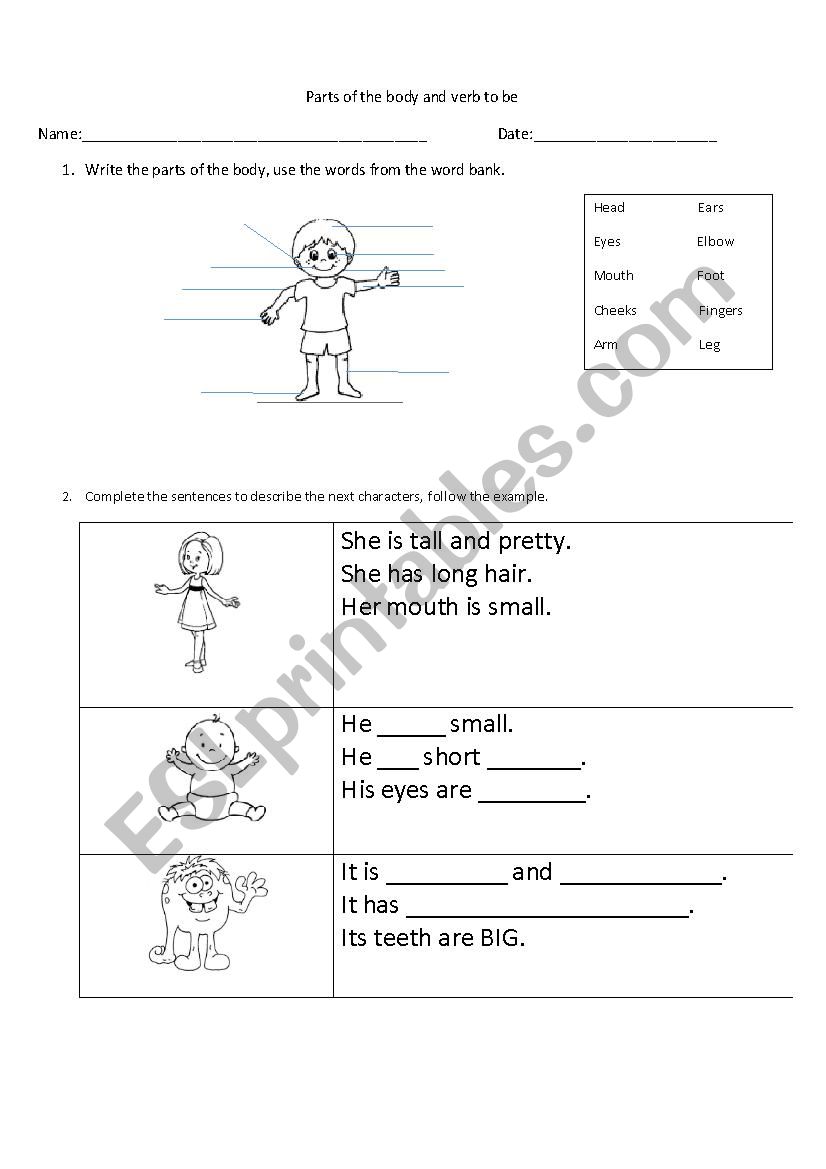 parts of the body and verb to be 