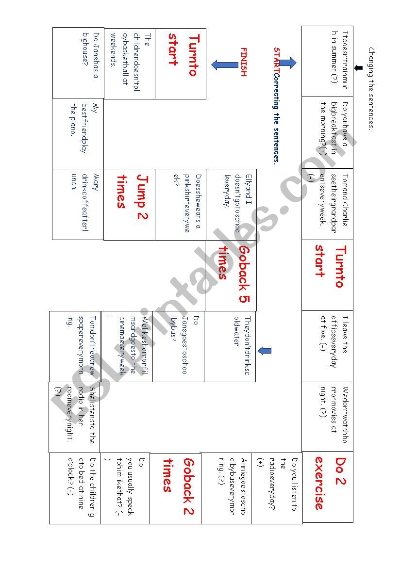 Present Simple Tense Board Game