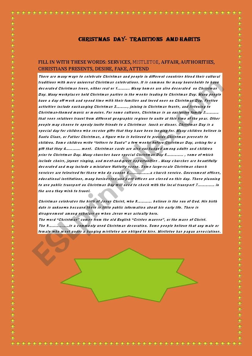 CHristmas worksheet