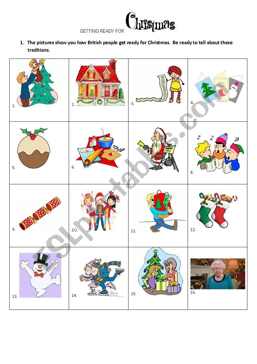 Xmas traditions in the UK worksheet