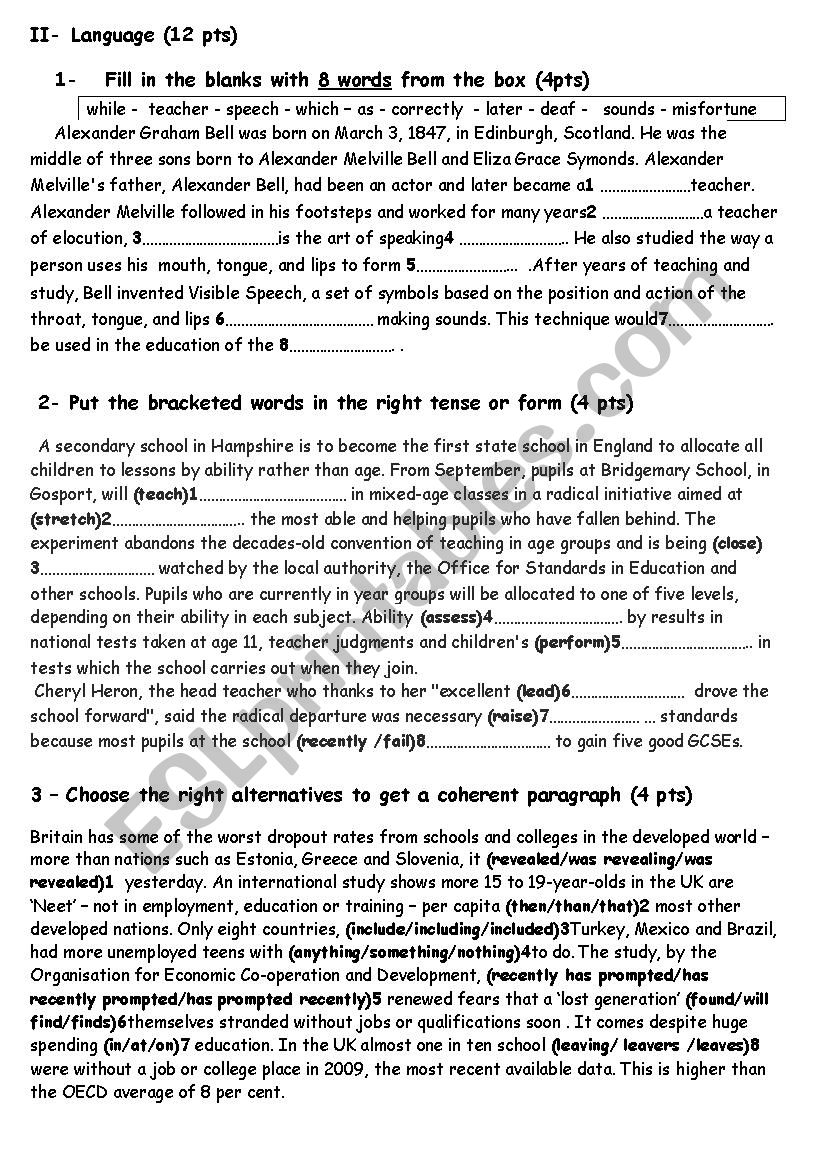 mid-semester test n°2 worksheet