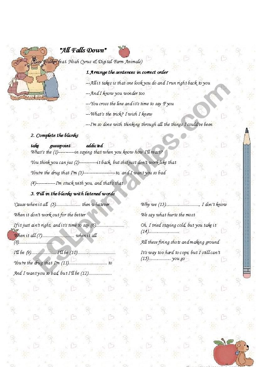 All Falls Down_Alan Walker worksheet