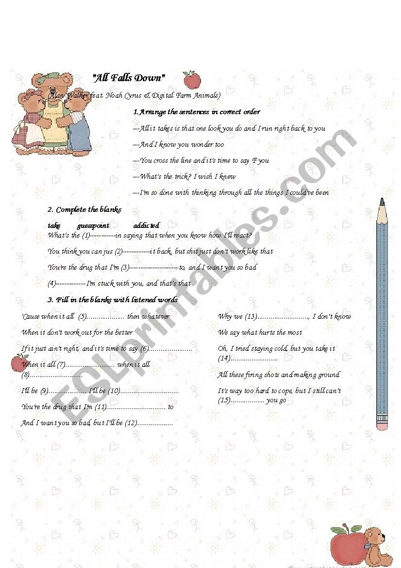 All Falls Down_Alan Walker worksheet