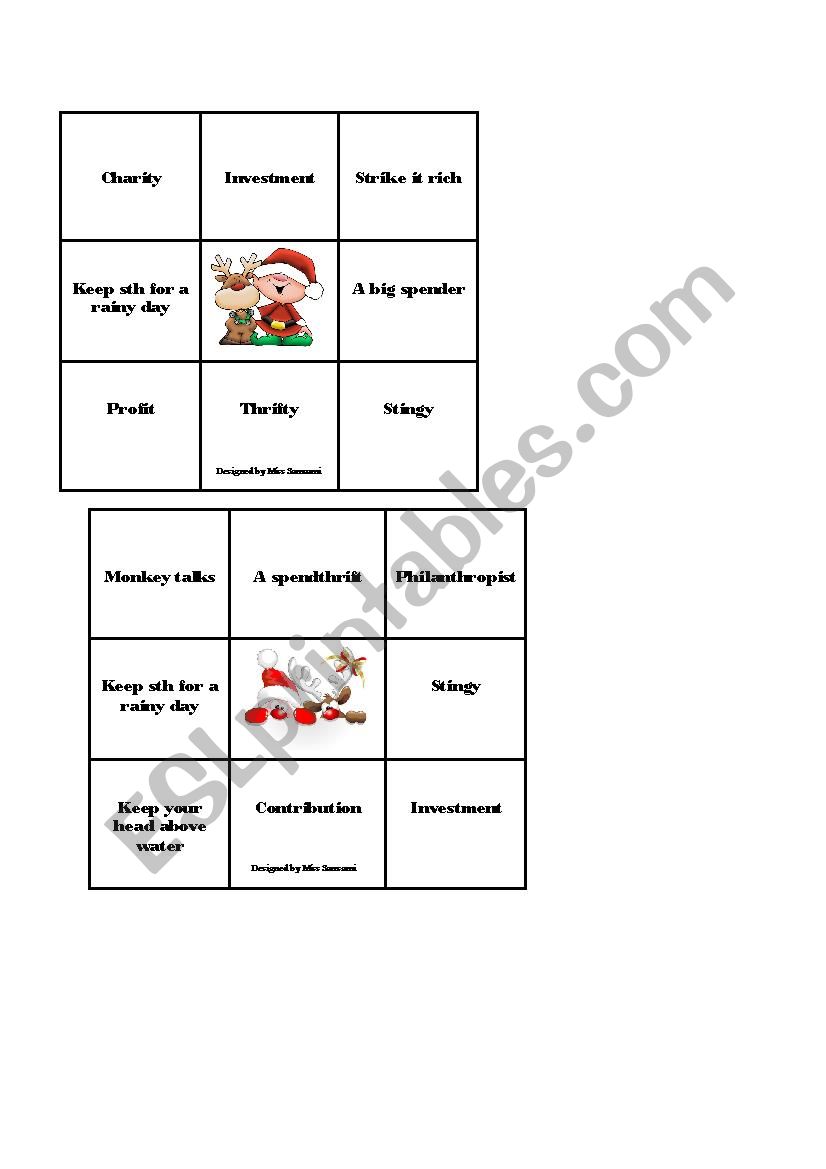 Bingo, Summit 1A worksheet