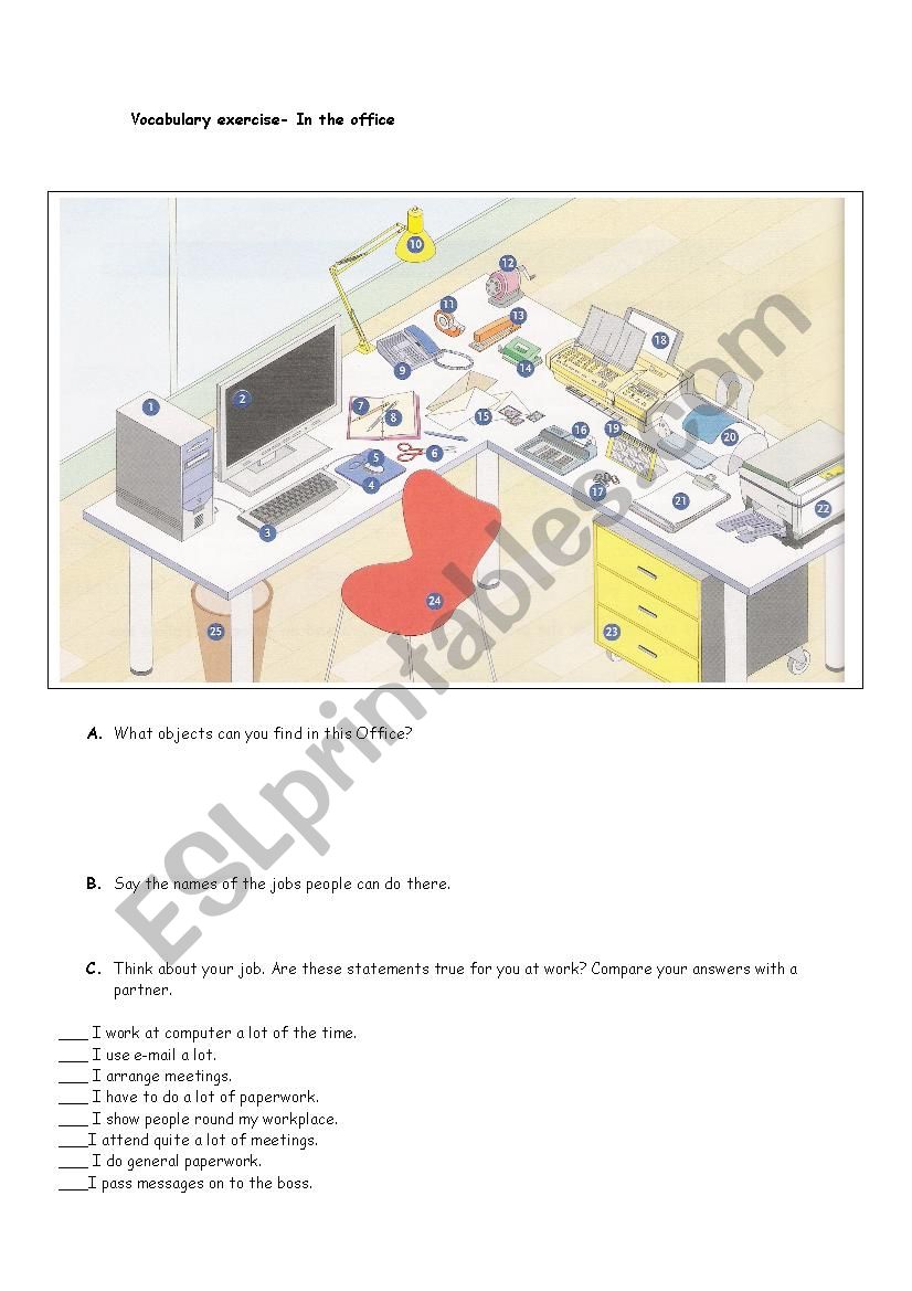 At the office worksheet