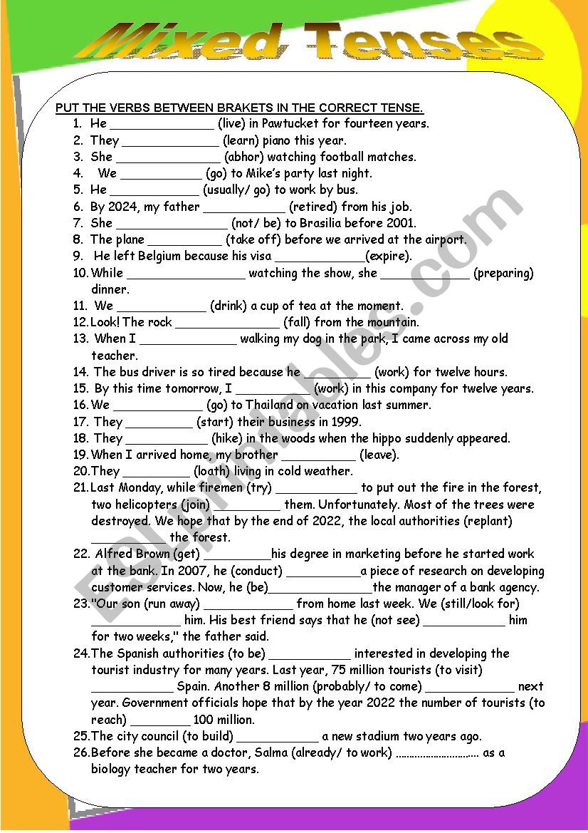 MIXED TENSES worksheet