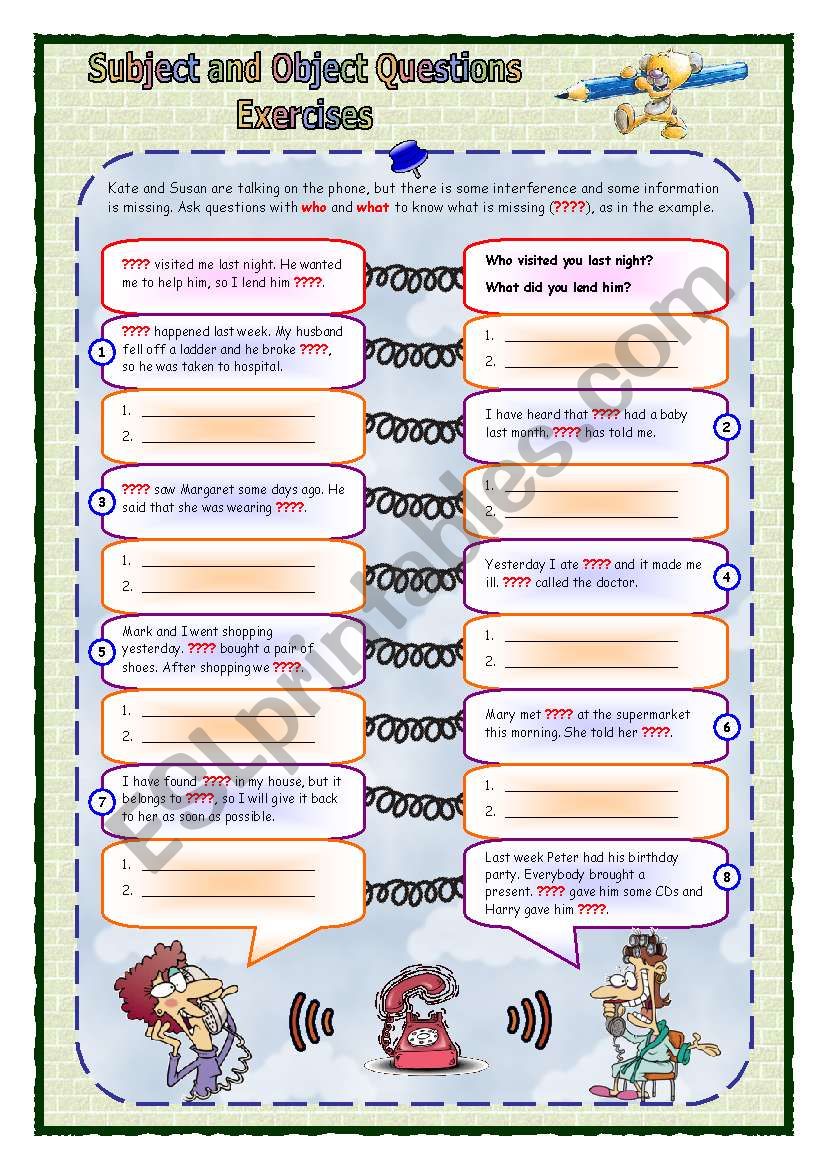 Subject and object questions exercises (06.08.08)