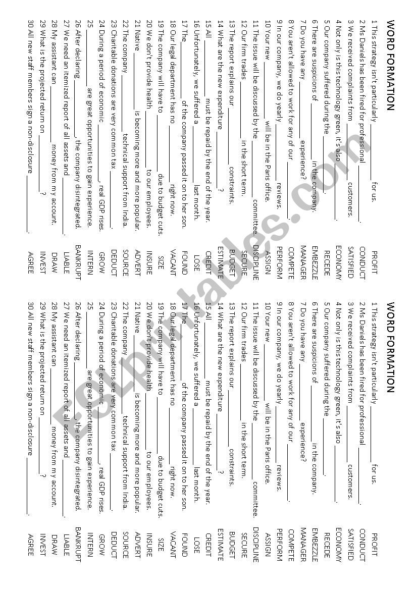 Word-formation for business English