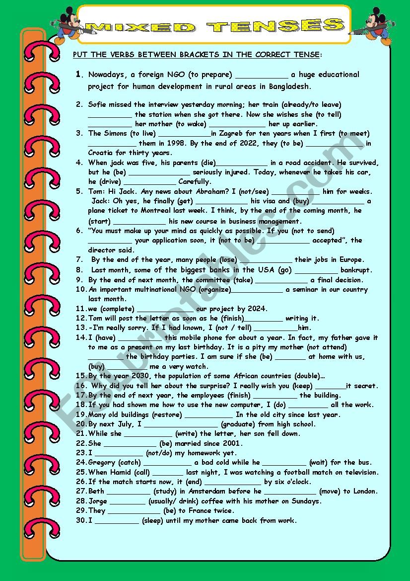 MIXED TENSES 2 worksheet