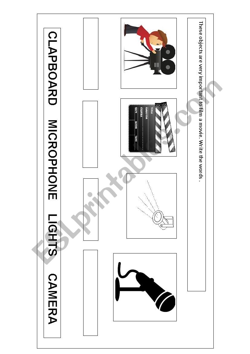 Filming Objects  worksheet