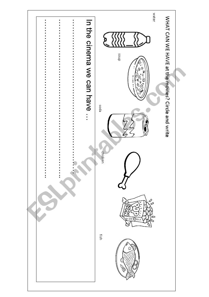 Food at the cinema? worksheet