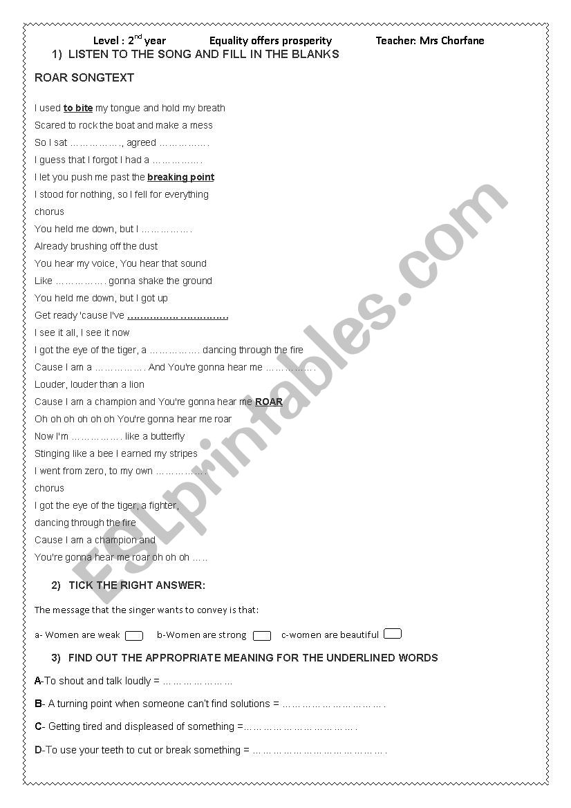 equality offers prosperity worksheet