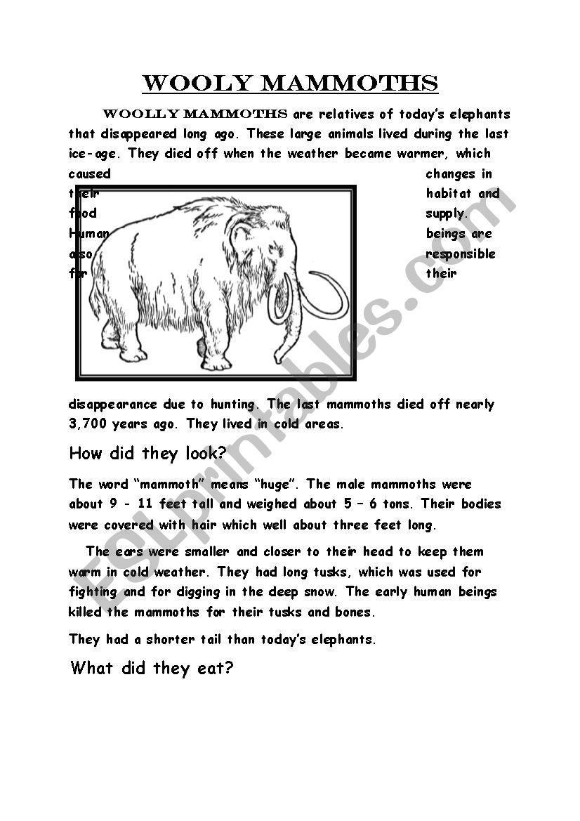 Woolly Mammoths (disappeared species)