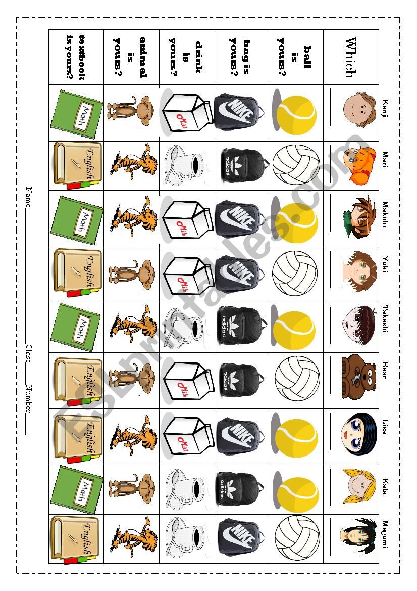 Which is yours worksheet