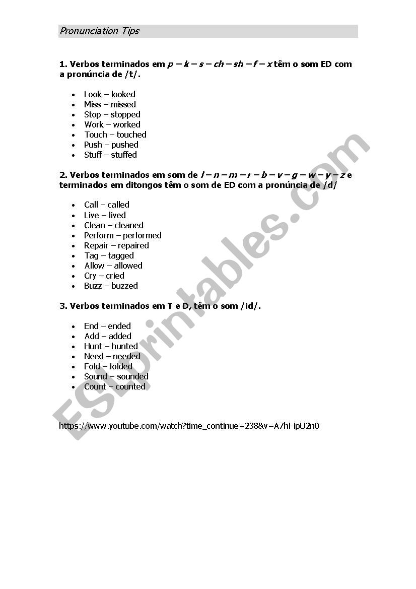 Pronunciation tips worksheet