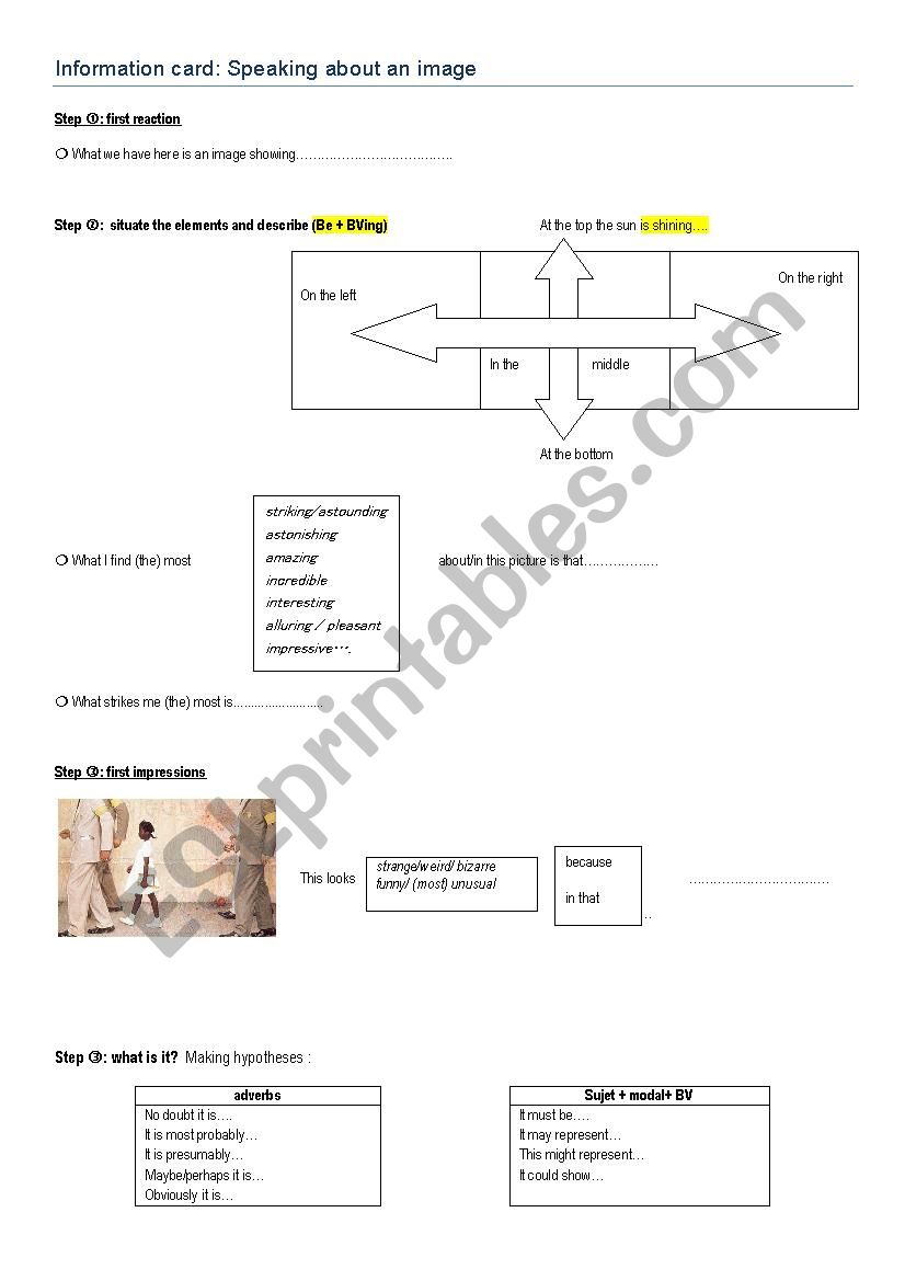 speaking about an image worksheet