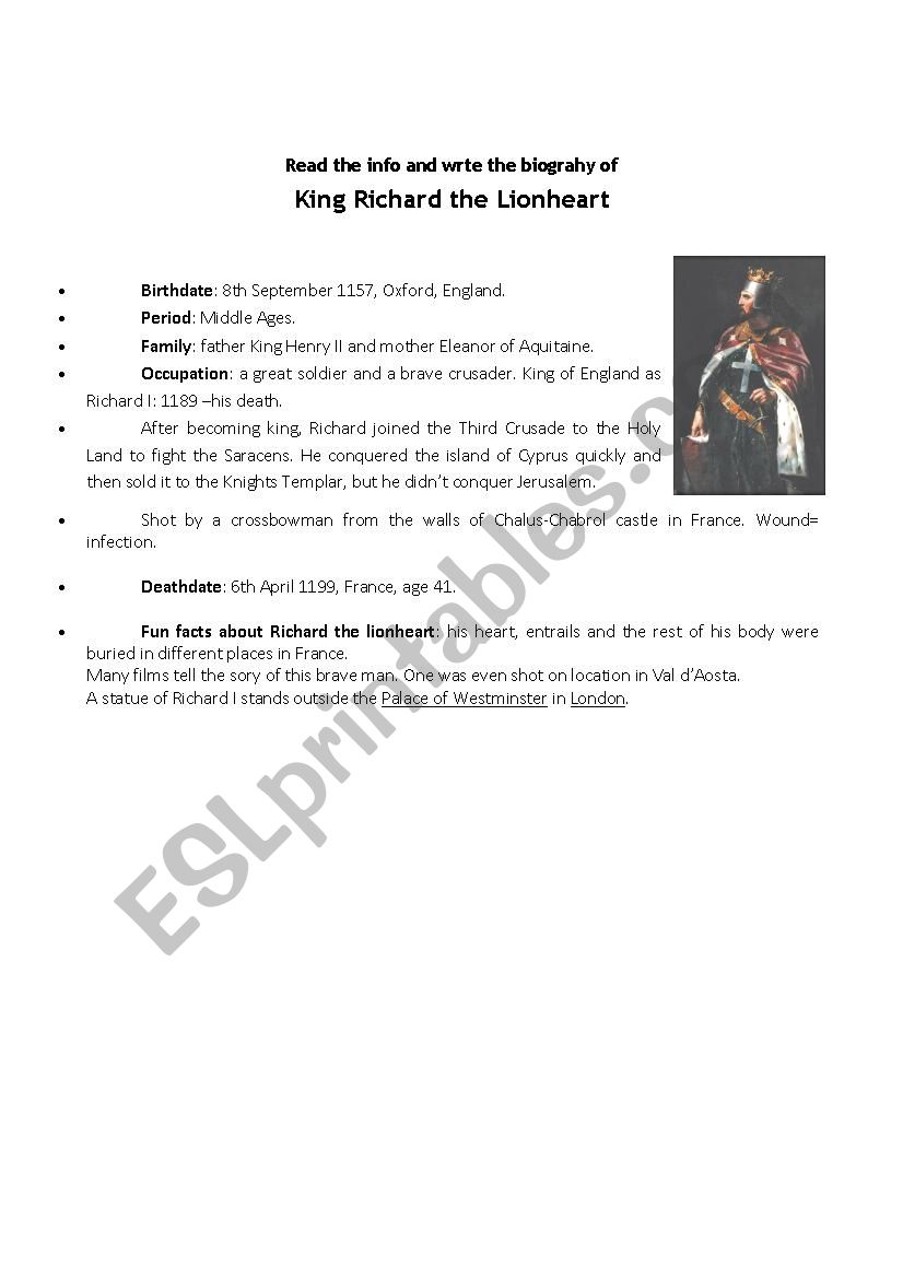 A biography worksheet