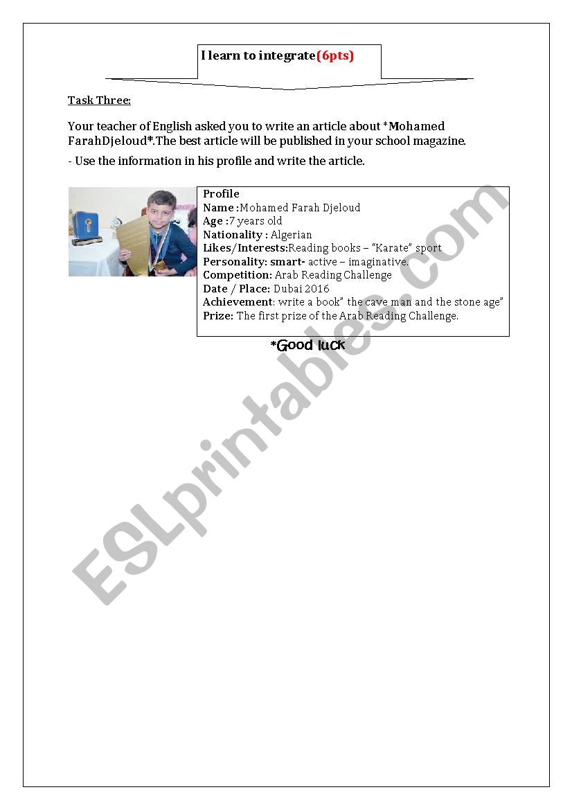 about *Mohamed FarahDjeloud*. worksheet