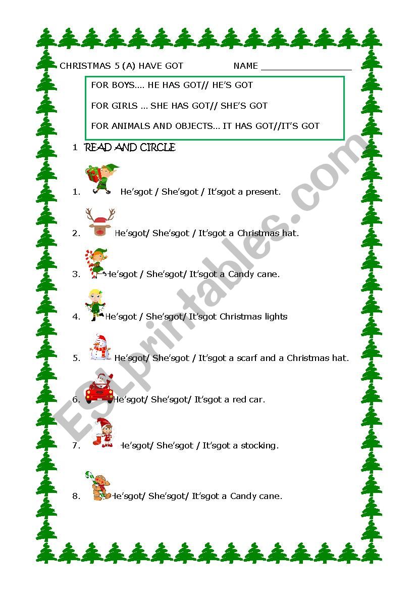 CHRISTMAS HAVE GOT (1) worksheet