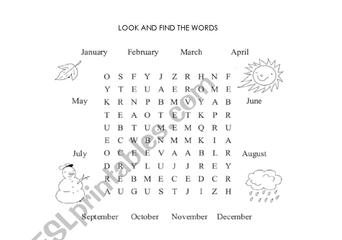 months words worksheet
