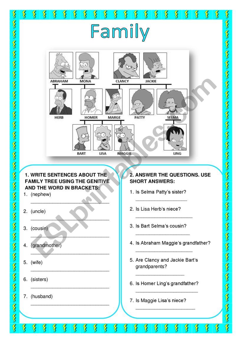 Genitive-Family worksheet