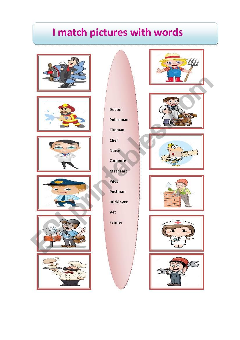 jobs matching activity worksheet