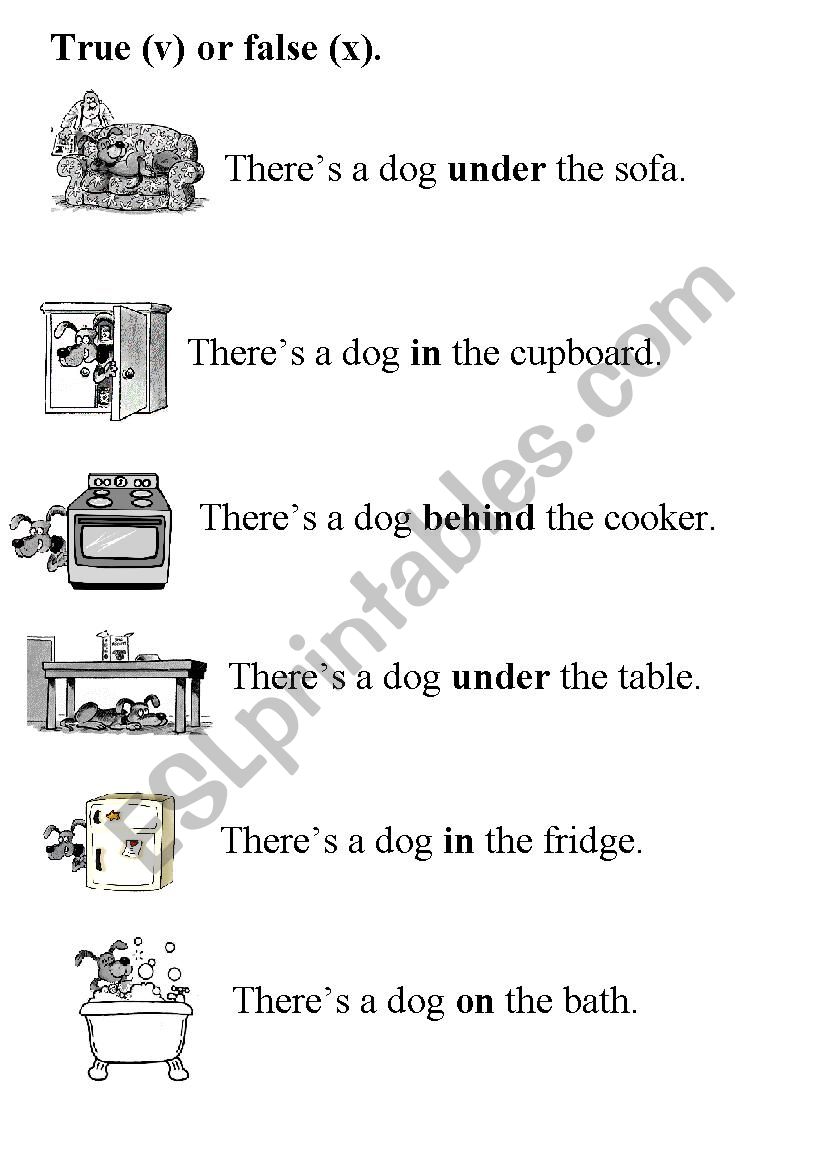 Prepositions of place worksheet