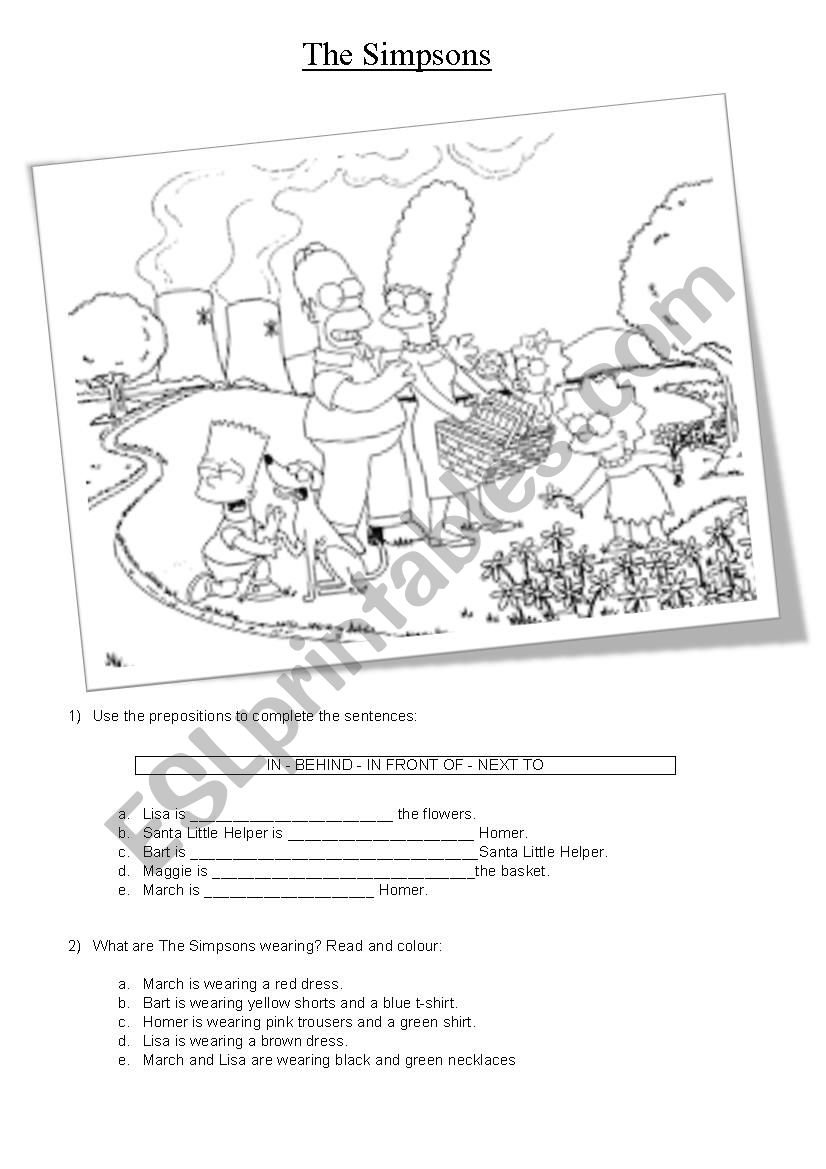 The Simpsons worksheet