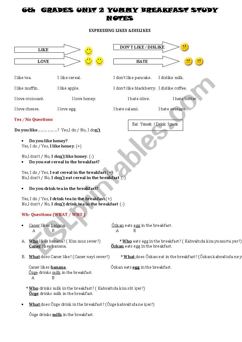 YUMMY BREAKFAST worksheet