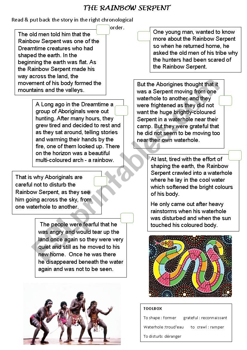 the rainbow serpent worksheet