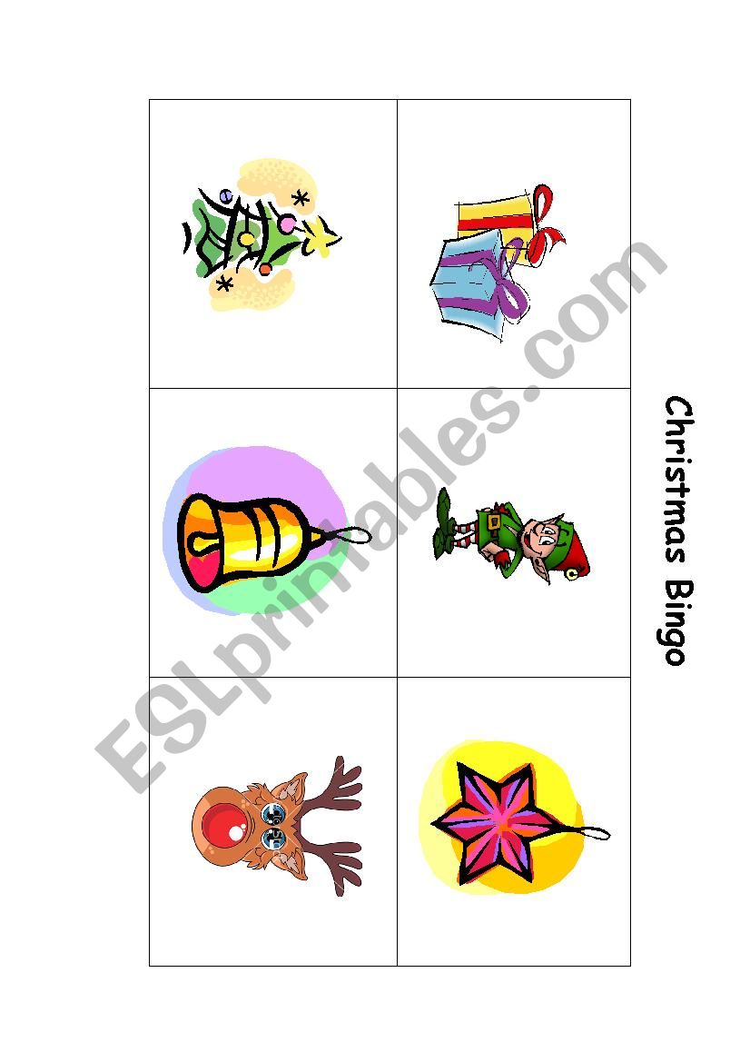 Christmas bingo worksheet