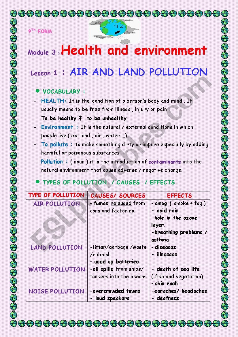  9th form module 3 lesson 1 worksheet