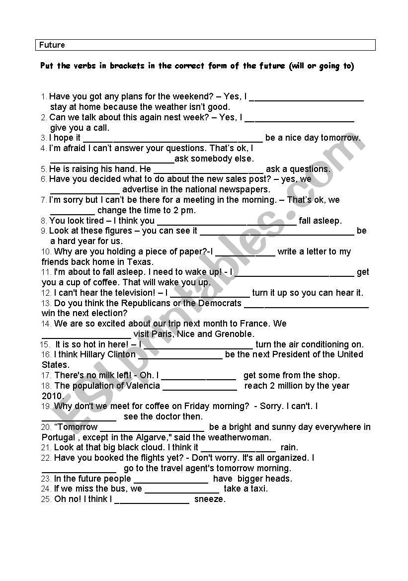 future worksheet