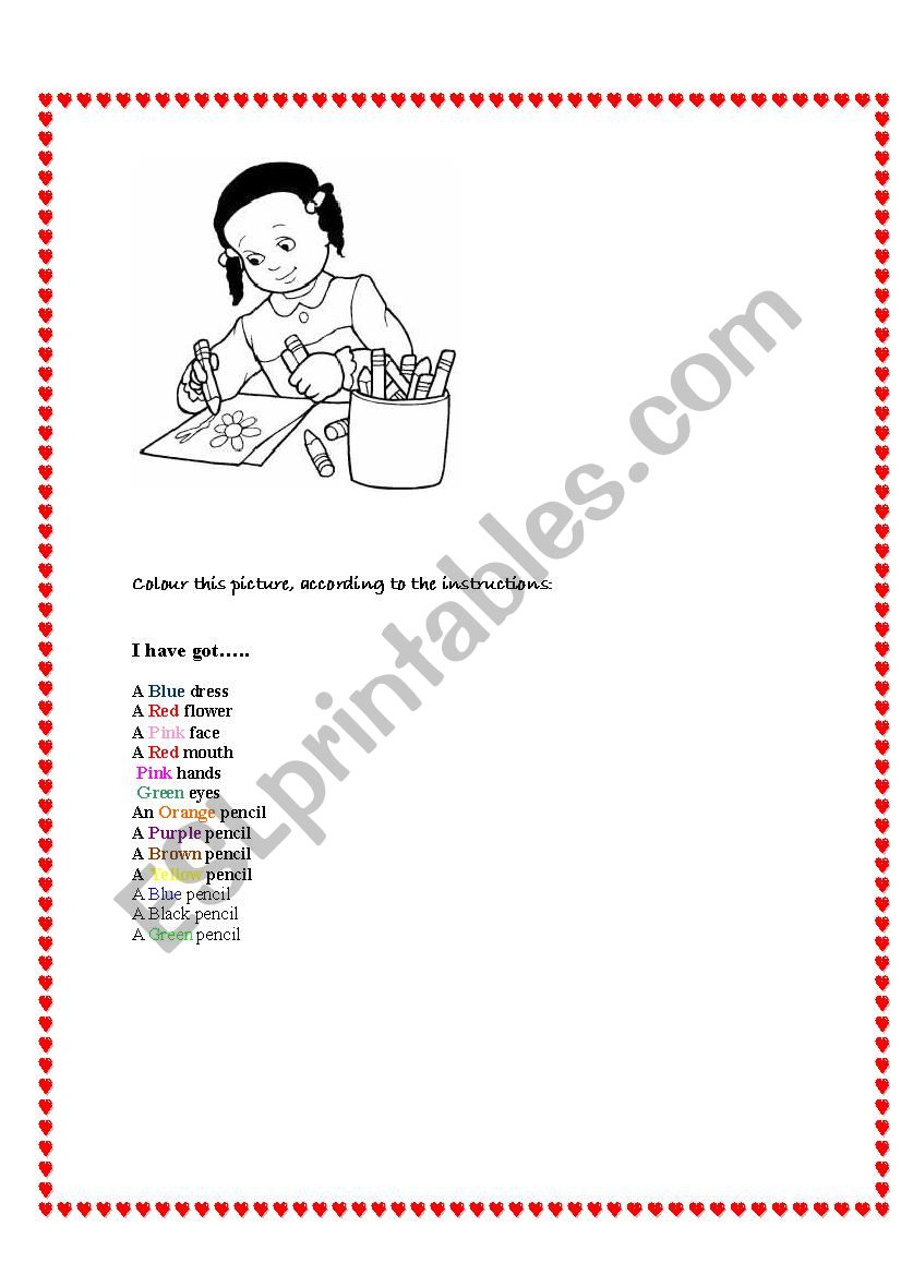 colours worksheet