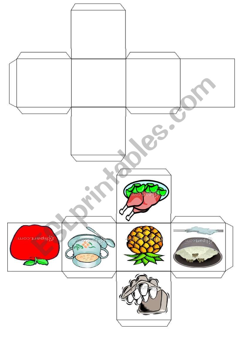 food dice worksheet