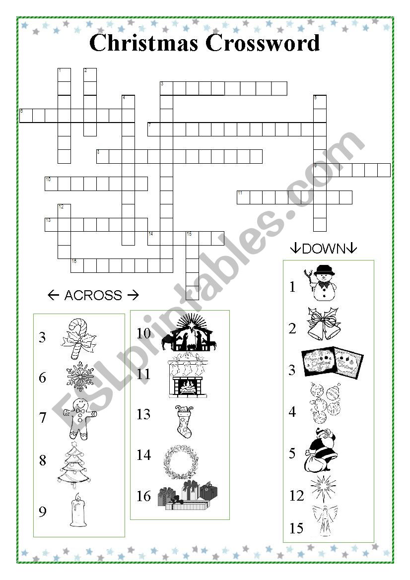Christmas Crossword CF2017 worksheet