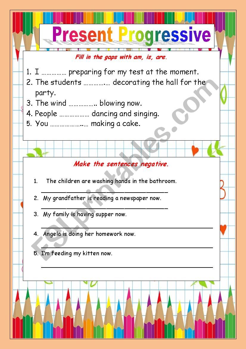 Present Progressive worksheet