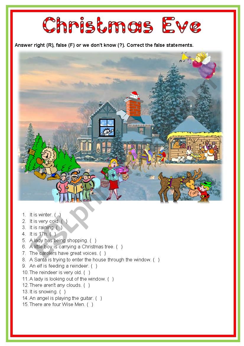 Christmas Eve worksheet