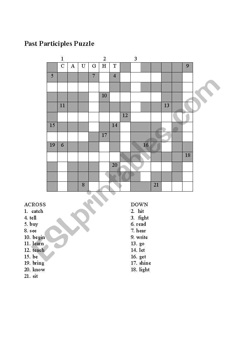 Past participle puzzle worksheet