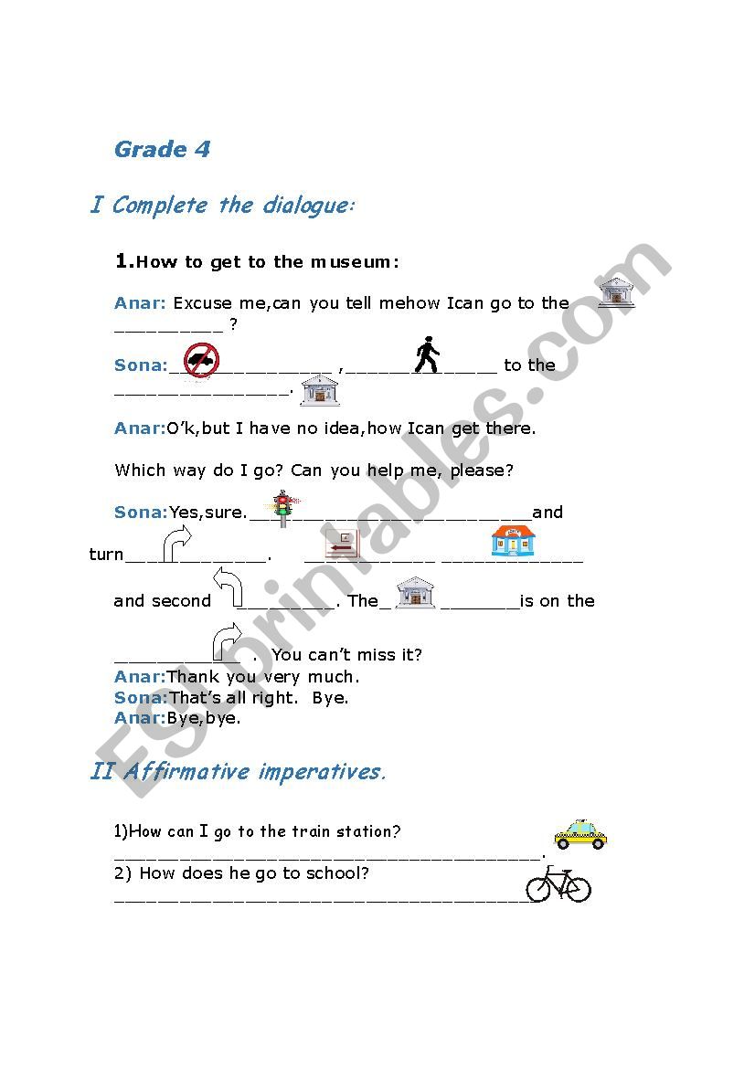 Giving Directions worksheet