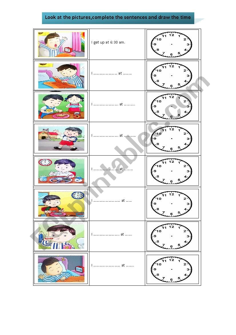 daily routines worksheet